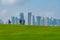 Doha, Qatar, January 17, 2022: Muslim family admiring skyline of