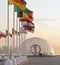 Doha, Qatar- July 03, 2022 : FIFA World Cup Qatar 2022 Official Countdown Clock at the corniche