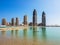 Doha, Qatar - Nov 11. 2019. New buildings skyscrapers on the Pearl Island