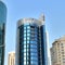 Doha, Qatar - Nov 21. 2019. Qatar Financial Centre and others skyscrapers on the Conference Centre service Street