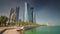 Doha skyline downtown skycreapers timelapse video waterfront corniche Qatar, Middle East