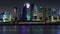 Doha skyline timelapse video night lights skycreapers downtown Qatar supermoon, Middle East