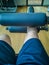 Doing Exercises at Gym: Leg Extensions Workout on Fitness Machine, Featured View