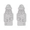 Dol hareubangs or tol harubangs icons. Famous rock statues from Jeju Island, South Korea isolated on white backround