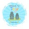 Dolharubang statue, welcome to Jeju sticker, image for print, traditional symbol of Jeju island