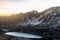 Dolina Pieciu Stawow Polskich with lakes and peaks above in Tatra mountains