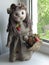 Doll : Forest girl with basket and pine-cone in it