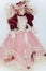 Doll lady in elegant velvet dress