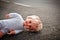 Doll leave on a highway lane