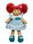 Doll ragdoll red hair cute smiling standing  isolated on white