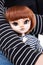 Doll red hairs in child girl hand toy fashion realistic scary plastic game