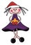 Doll with red hat & golden star vector or color illustration