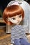 Doll redhead hair face portrait front american post mail box girl childhood toys