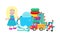 Doll and Robot Set of Toys Vector Illustration