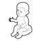 Doll sitting on the potty icon, outline style