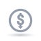 Dollar with arrow down concept icon. Investment loss symbol.