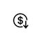 Dollar arrow down rate decrease price value finance icon sign rising business.