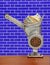 Dollar banknotes in meat grinder on blue brick wall background.Money Concept.
