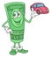 Dollar Bill Character Offering a Car