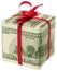 Dollar bill gift box with ribbon