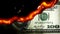 Dollar bill USA money burning in flames