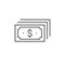 Dollar bill vector icon. USD money line outline sign, linear thin symbol, flat design for web, website, mobile app.