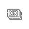 Dollar bills thin line icon. Cash money. Outline commerce vector illustration