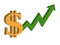 Dollar and chart, rising prices, money icon blank