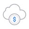 Dollar cloud thin line color vector icon