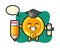 Dollar coin illustration cartoon is graduation with a giant pencil