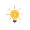 Dollar coin in light bulb icon flat design