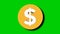 Dollar coin money animation sign symbol motion graphics on green screen