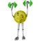 Dollar coin strong robot holding illustration