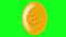 dollar coin yellow gold color falling animation greenscreen