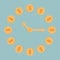 Dollar coins clock. Blue background.