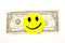 Dollar concept. Yellow smiling face.