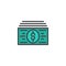 Dollar currency banknote filled outline icon