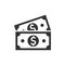 Dollar currency banknote icon in flat style. Dollar cash vector