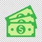 Dollar currency banknote icon in flat style. Dollar cash vector