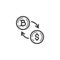 Dollar Currency Exchange Bitcoin line icon