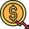 Dollar Depreciation icon, Bankruptcy related vector