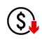 Dollar Down icon. Value decrease symbol