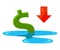 The dollar is drowning in a puddle. falling economy in the united states.