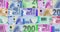 Dollar Euro Azerbaijan manat banknotes flying over money surface