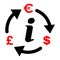 Dollar euro pound money change icon, trade cash information web symbol vector illustration