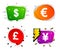 Dollar, Euro, Pound and Yen currency icons. Vector