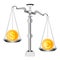 Dollar and Euro on scales