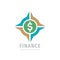 Dollar finance logo design. Money business direction compass concept sign. Investment icon symbol. Vector illustration