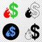 Dollar Fire Vector EPS Icon with Contour Version