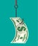 Dollar on fishing hook. Money trap concept.